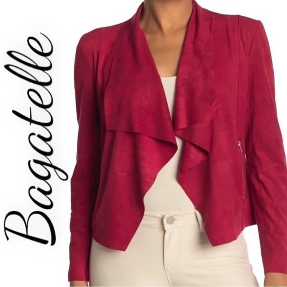 NWT BAGATELLE Faux Suede Open Moto Style Jacket, Size Large - Picture 3 of 9